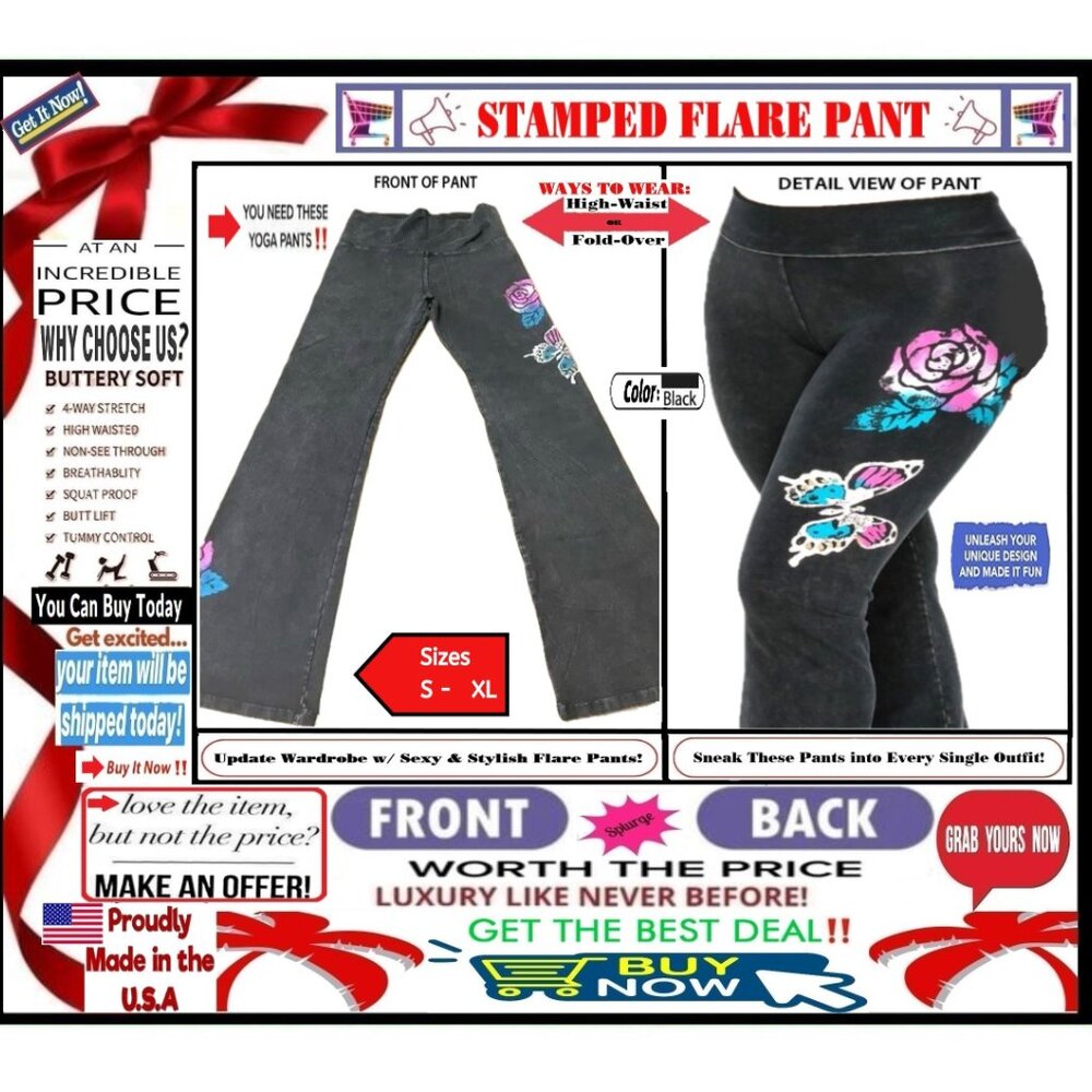 ๐ BOTTOM Fold Graphic BUTTERFLY โ LEGGING ๐ PANT Waist Mineral STAMP ๐ธBUY NOW - Picture 1 of 16